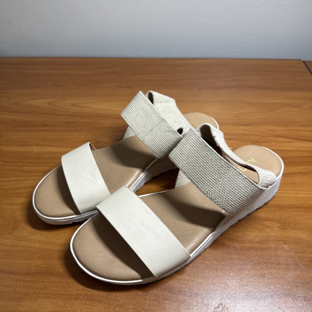 Kensie Everlee Slingback Wedge Dressy Fashion Ladies Stretch Sandal White Size 6